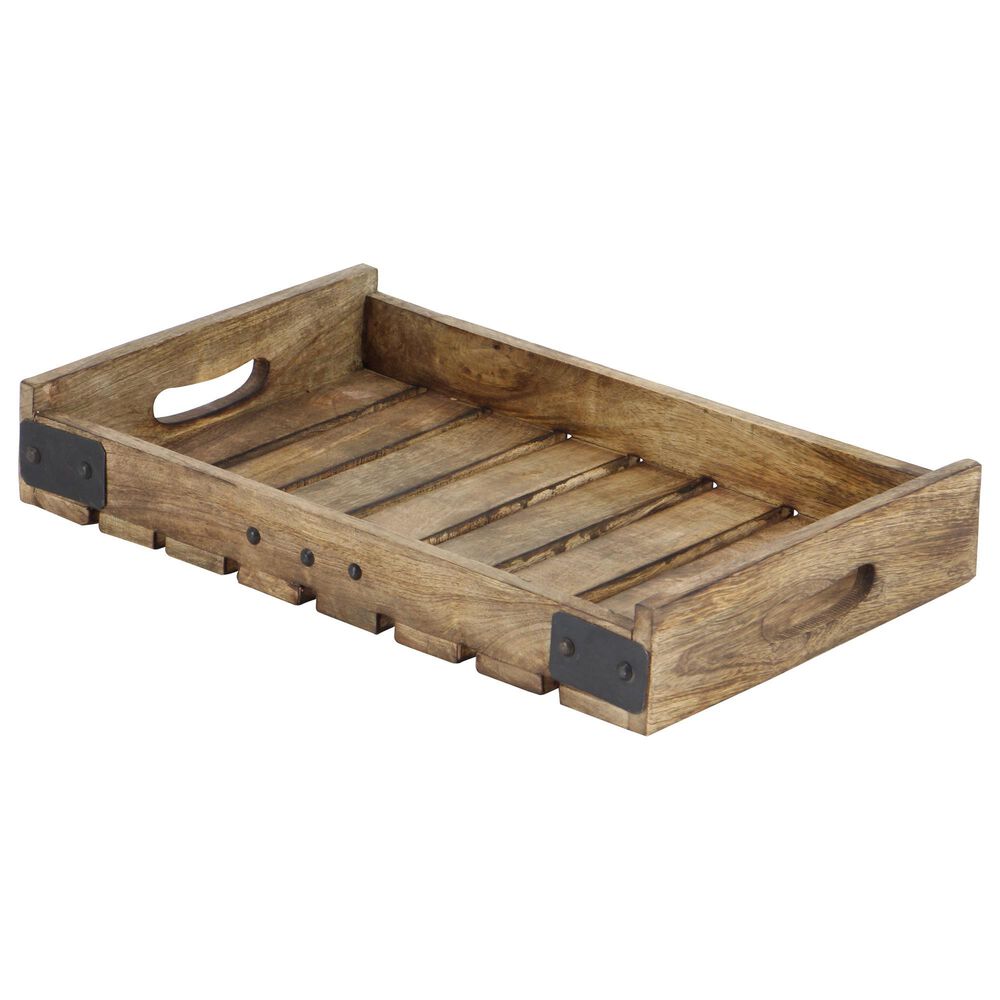 Maple and Jade Farmhouse Wood Slat Tray in Brown &#40;Set of 3&#41;, , large