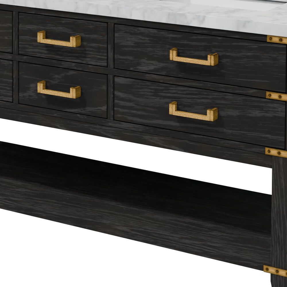 Lexora Home Norwalk 60&quot; Double Bathroom Vanity in Black Oak with White Carrara Marble Top and Rectangular Sinks, , large