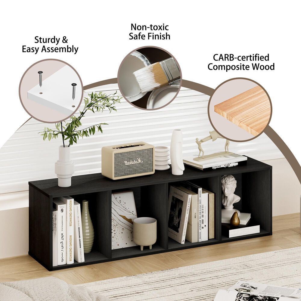 HOMLUX 4-Tier Open Shelf Display Organizer Bookcase in Blackwood, , large