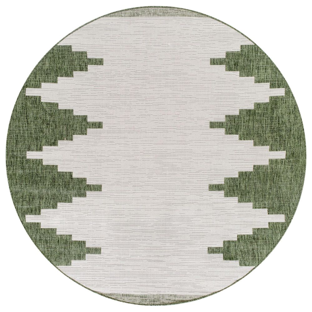 Surya Eagean EAG-2435 Grass Green, Ivory, Dark Green and Seafoam 5"3" Round Indoor/Outdoor Area Rug, , large