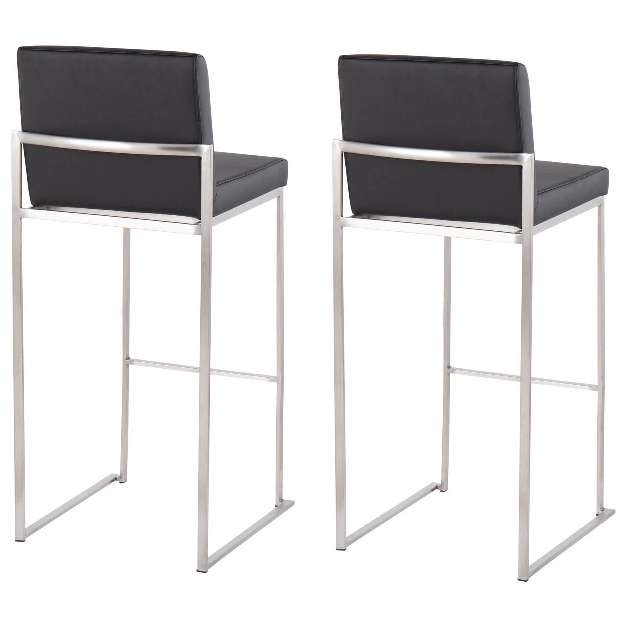 Lumisource Fuji High Back Barstool with Black Faux Leather in