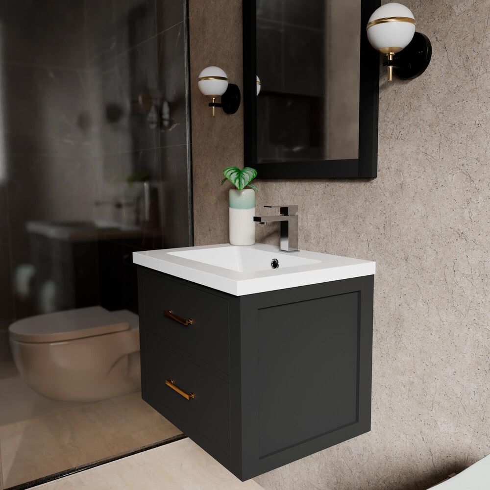 Lexora Home Castor 24" Single Bathroom Vanity in Black with White Acrylic Top and Rectangular Sink, , large