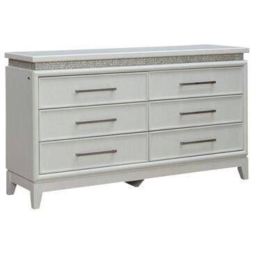 Belle Furnishings Reflections 6-Drawer Dresser Only in Pearl White and Rhinestone, , large