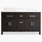 Kohler Kresla 60" Double Bathroom Vanity in Carbon Oak with 3 cm White Quartz Top and Rectangular Sinks, , large