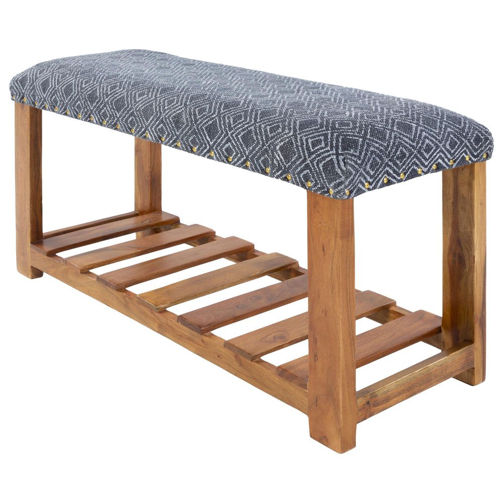 Surya Avigail Upholstered Bench in Charcoal and Light Gray, , large