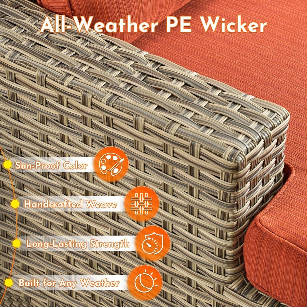 HOMLUX 10-Piece Modular Patio Conversation Set in Orange, , large