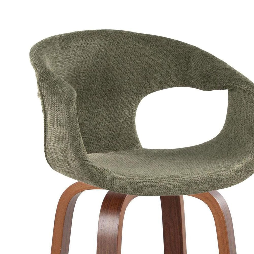 LumiSource Curva 30" Swivel Barstool with Green Upholstery in Walnut and Black (Set of 2), , large