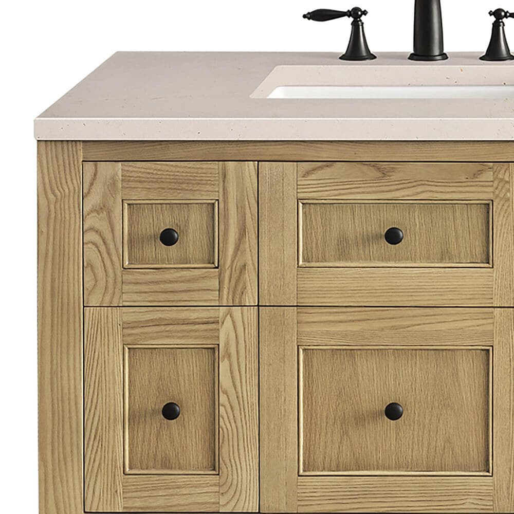James Martin Vanities Breckenridge 72&quot; Double Bathroom Vanity in Light Natural Oak with 3 cm Eternal Marfil Quartz Top and Rectangular Sinks, , large