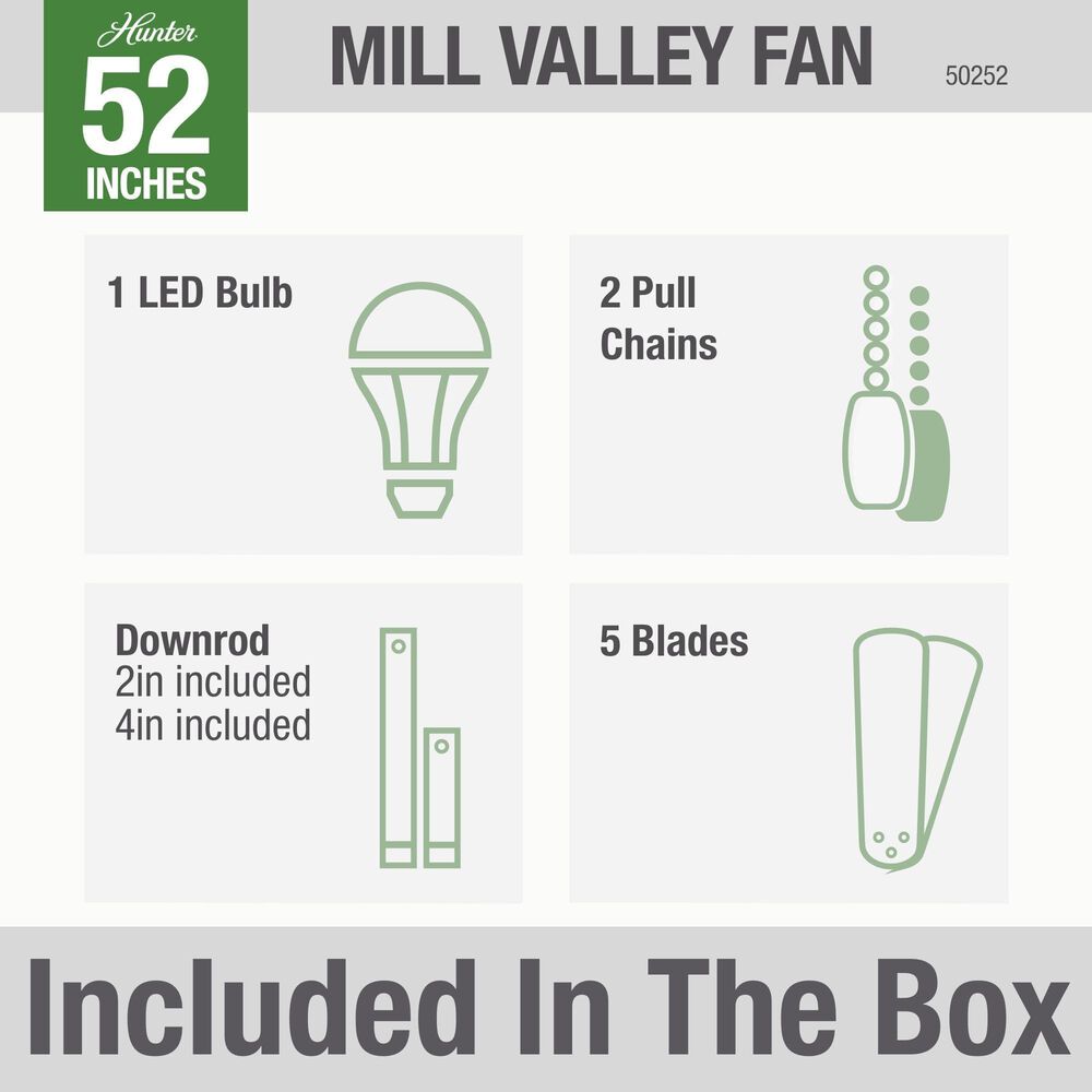 Hunter Mill Valley 52&quot; Outdoor Ceiling Fan with Light in Indigo Blue, , large