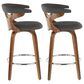 LumiSource Gardenia Swivel Fixed-Height Counter Stool with Charcoal Fabric Upholstery in Chrome and Walnut (Set of 2), , large