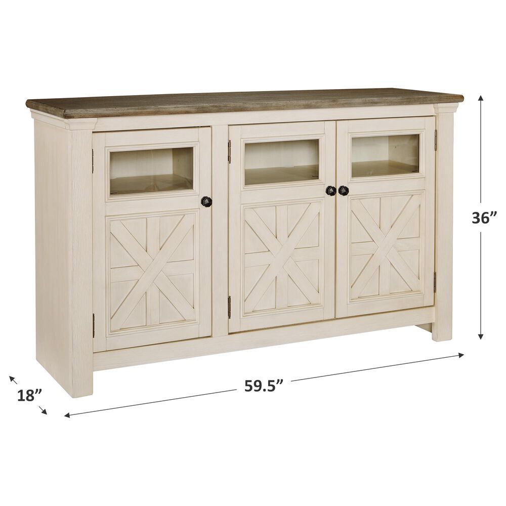 Ashley Bolanburg 60&quot; TV Stand in Textured White and Weathered Gray, , large