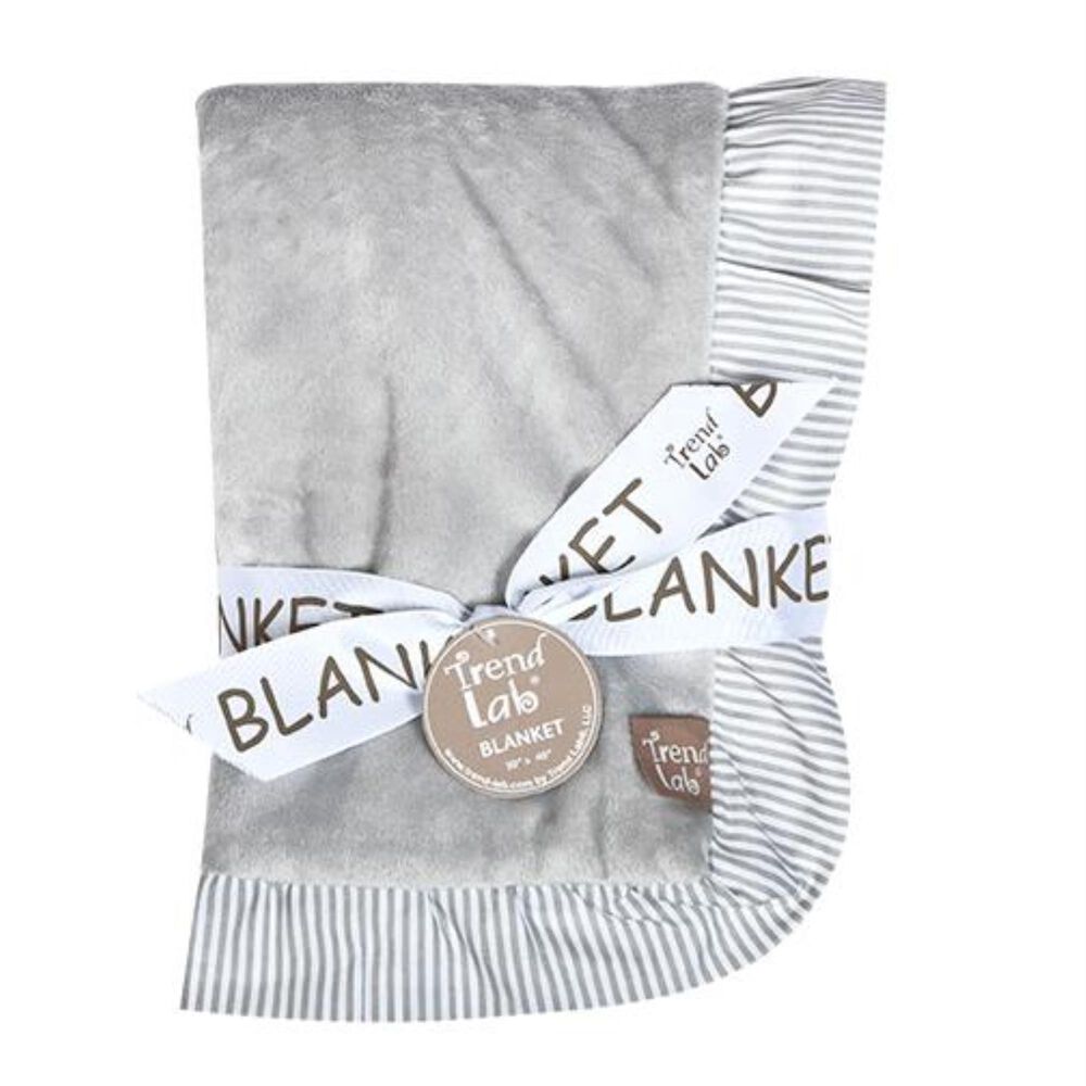 Trend Lab LLC Dove Gray Ruffled Velour Baby Blanket, , large