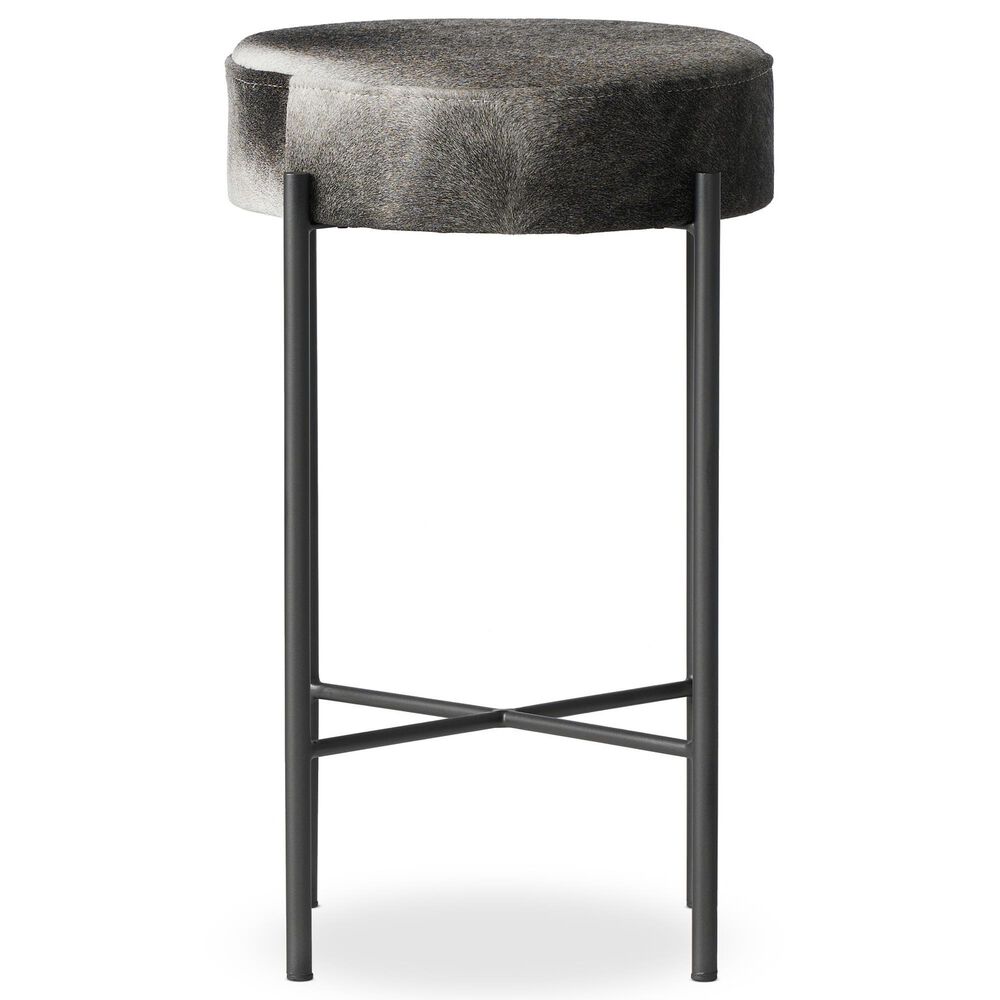 Four Hands Nocona Counter Stool in Gunmetal and Natural Hide in Black, , large