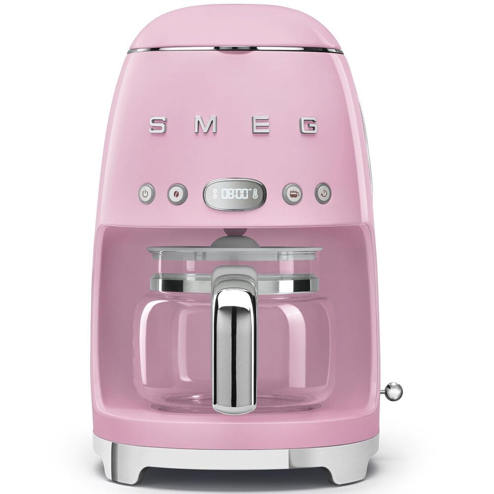 Smeg 47.34 Oz Drip Coffee Maker in Pink and Polished Chrome, , large