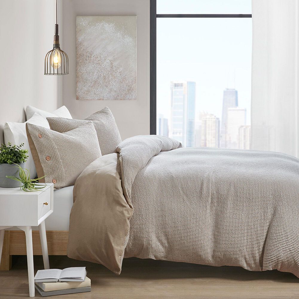 Hampton Park Mara 3-Piece Full/Queen Duvet Cover Set in Taupe, , large