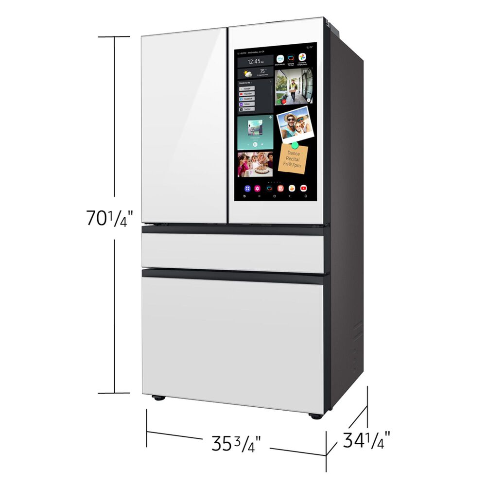 Samsung 28.6 Cu. Ft. Bespoke 4-Door French Door Refrigerator with AI Family Hub+ &amp; AI Vision Inside in White Glass, , large