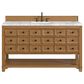 James Martin Malibu 60" Single Bathroom Vanity in Amber Birch with 3 cm Carrara White Marble Top and Rectangular Sink, , large
