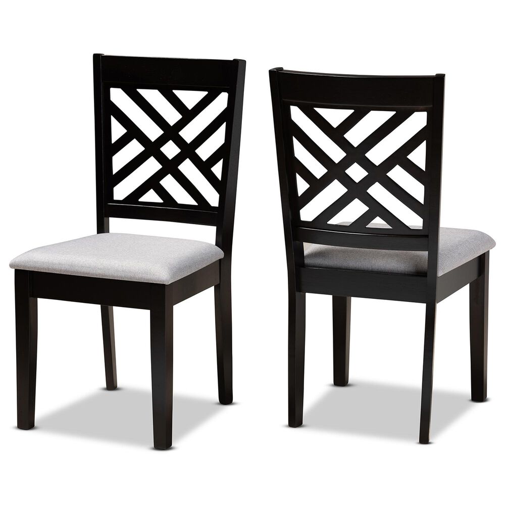 Baxton Studio Caron Side Chair with Grey Cushion in Espresso Brown (Set of 2), , large
