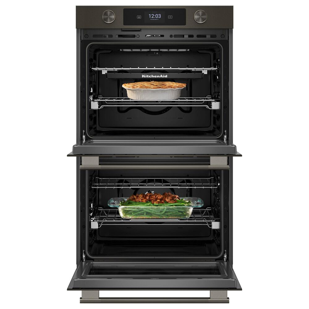 KitchenAid 2-Piece Kitchen Package with Black Ore 30" Smart Double Wall Oven and Black 30" Induction Cooktop, , large