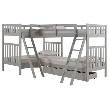 Timberlake Aurora Twin Over Twin Storage Bunk Bed with Quad-Bunk Extension in Dove Gray, , large