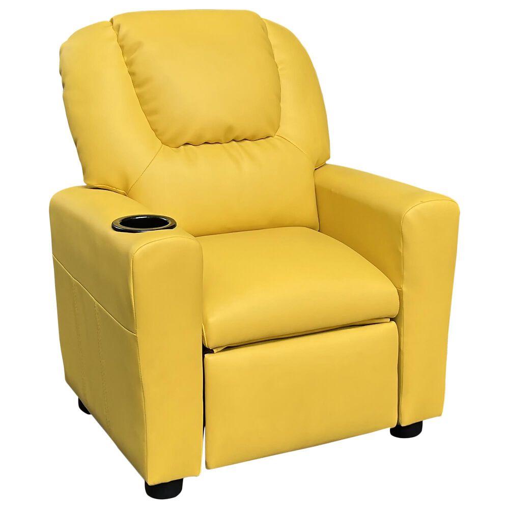 HOMLUX Marisa Kids Recliner Chair with Cupholder in Yellow, , large