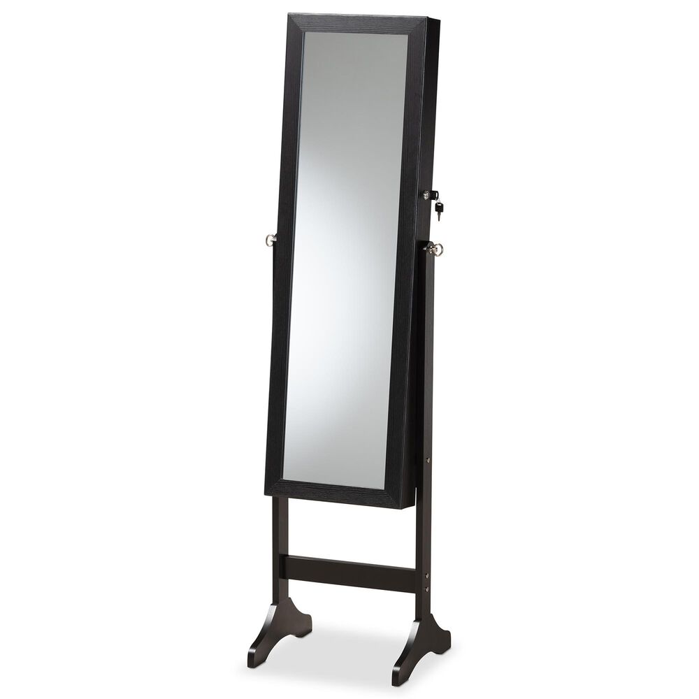 Baxton Studio Ryoko Jewelry Armoire with Mirror in Black NFM