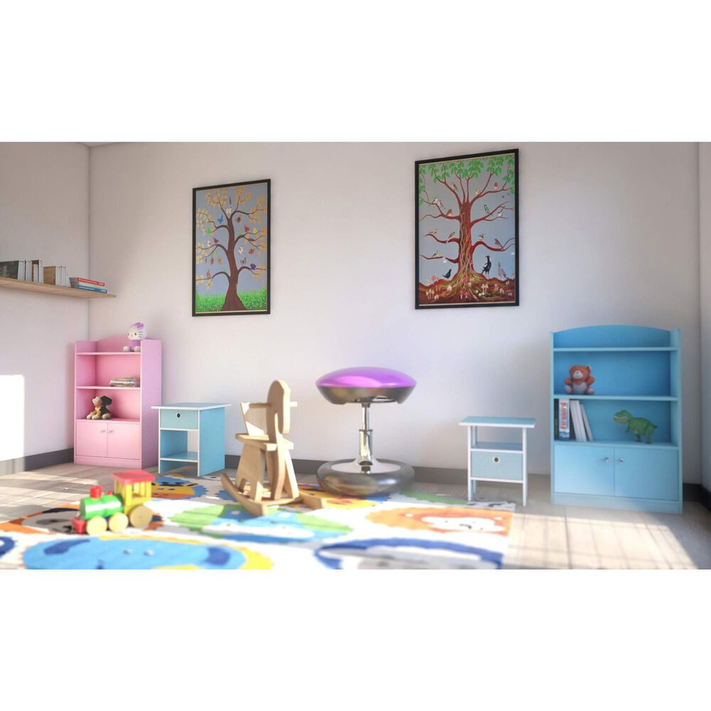 HOMLUX 4-Tier Bookshelf with 2-Door Storage Cabinet in Pink, , large