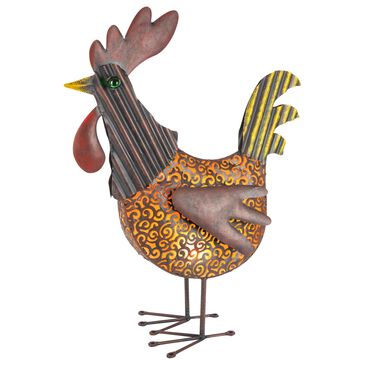 The Gerson Company 19" Solar Garden Meadown Rooster in Orange and Brown, , large