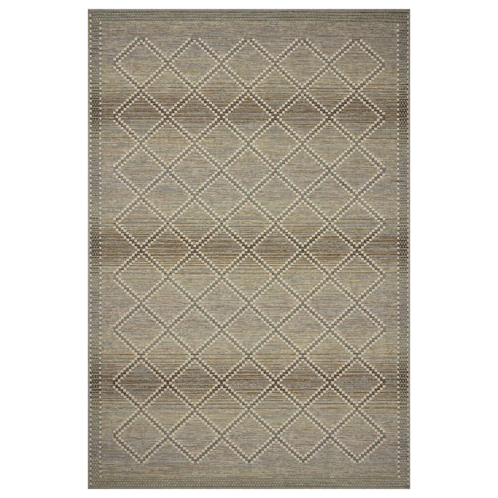 Loloi Saylor Stone and Ivory 7"6" Round Indoor/Outdoor Area Rug, , large