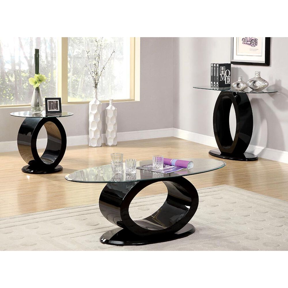 Furniture of America Witmer O-Shaped Coffee Table in Black, , large
