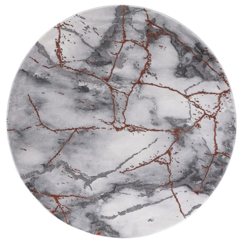 Safavieh Craft CFT877P 4" Round Grey and Orange Area Rug, , large