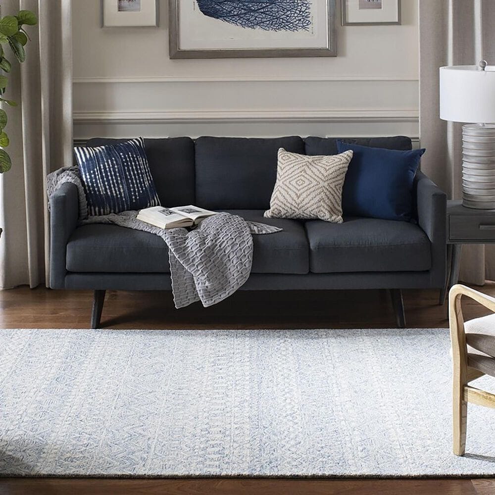 Safavieh Micro-Loop MLP502M 6&#39; x 9&#39; Blue and Ivory Area Rug, , large