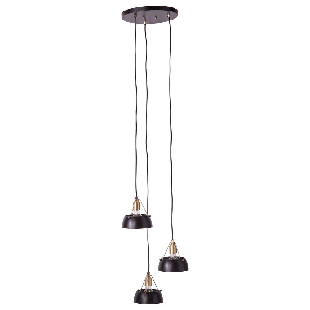 Southern Enterprises Renmarco 3-Light Cluster Pendant in Antique Brass and Black, , large