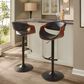 LumiSource Symphony Swivel Adjustable Bar Stool with Black Upholstery in Walnut and Black (Set of 2), , large