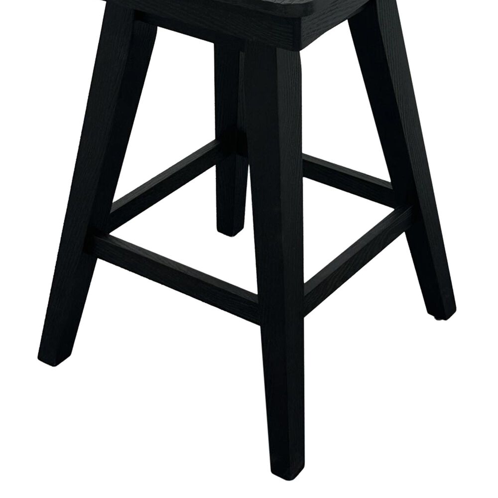Hawthorne Furniture Solid Wood Slat Back Counter Stool in Black, , large