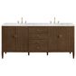 James Martin Vanities Myrrin 72" Double Vanity in Mid Century Walnut with 3 cm Carrara White Marble Top, , large