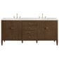 James Martin Vanities Myrrin 72" Double Vanity in Mid Century Walnut with 3 cm Carrara White Marble Top, , large