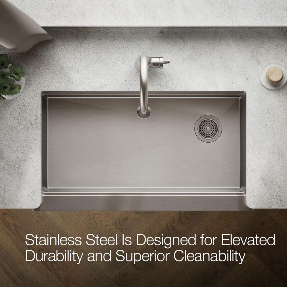 Kohler Strive 35.5" Undermount Single-Bowl Workstation Kitchen Sink in Stainless Steel, , large