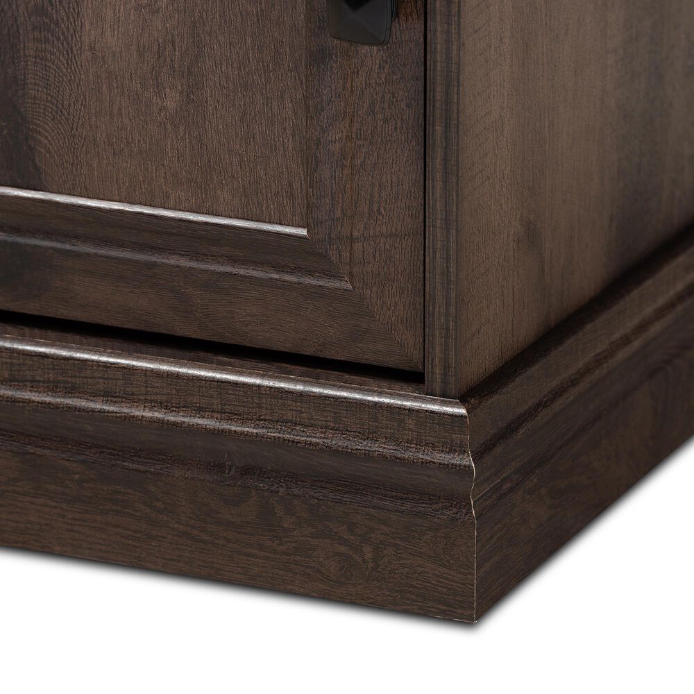Baxton Studio Nolan 1-Door Nightstand in Brown/Black, , large