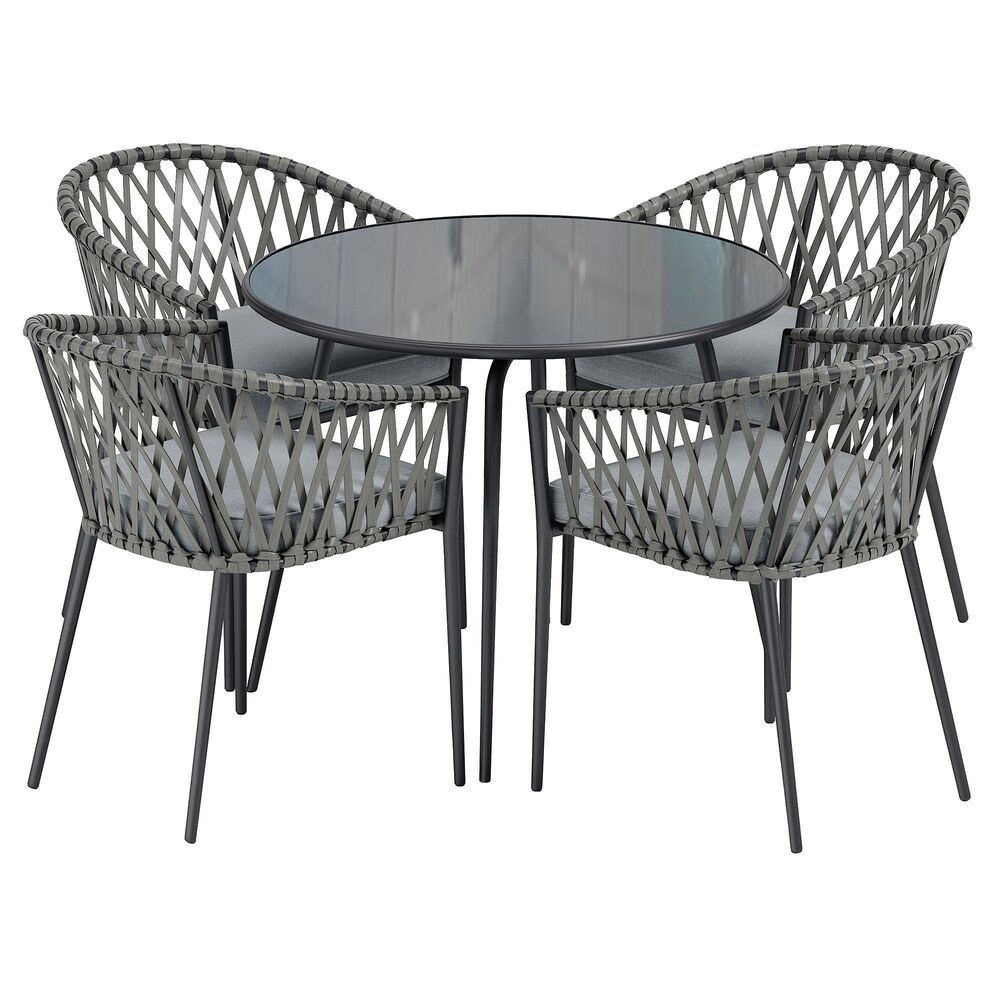 Signature Design by Ashley Palm Bliss 5-Piece Patio Dining Set in Gray, , large