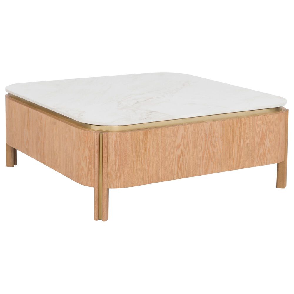 Fairfield Chair Portobello Cocktail Table in White, Light Brown and Brushed Brass, , large