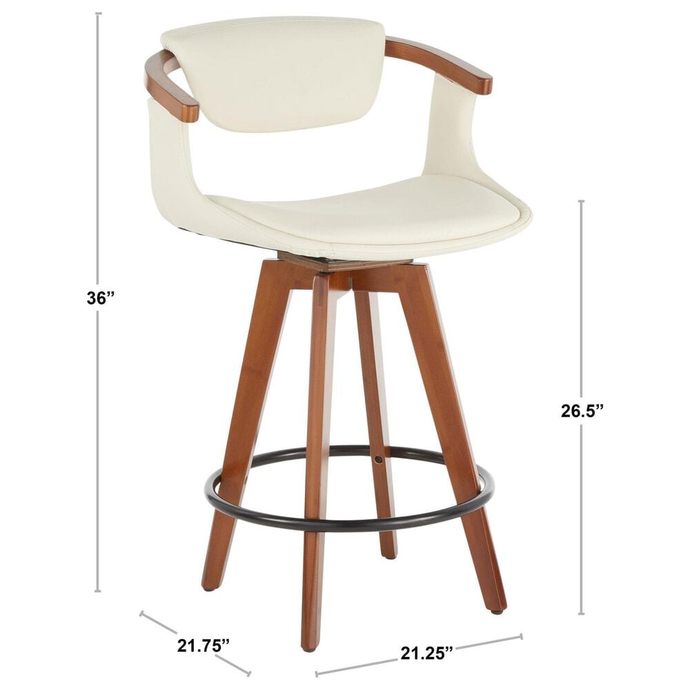 Lumisource Oracle Swivel Counter Stool with Cream Cushion in Walnut and Black, , large