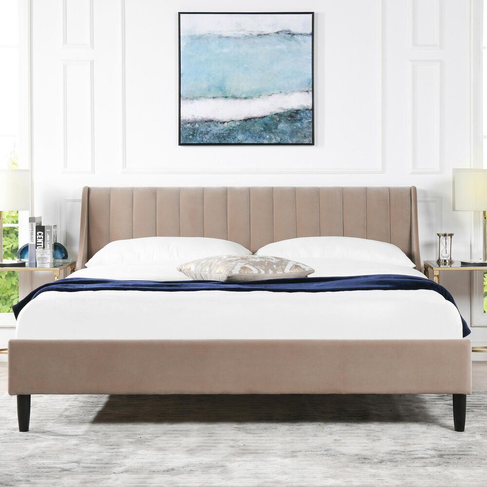Jennifer Taylor Home Aspen King Platform Bed in Mink Beige, , large