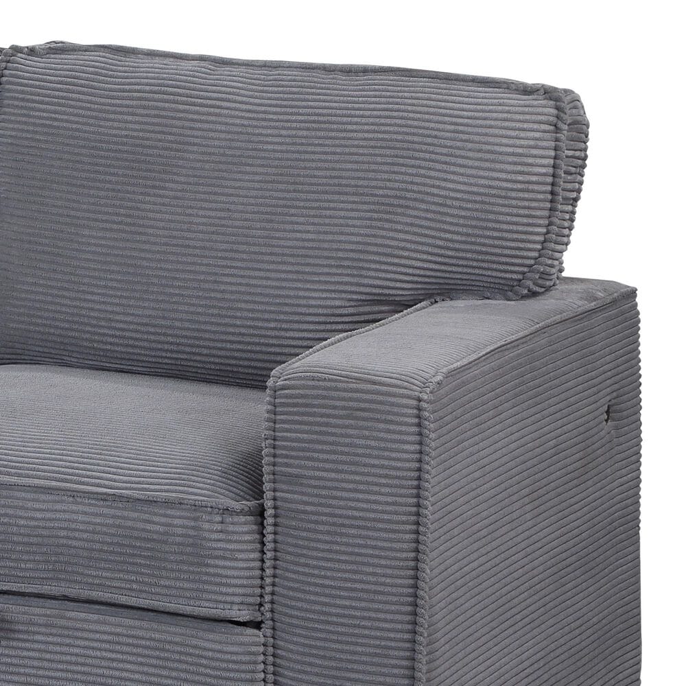 Modern Market Stationary Sofa Bed with Reversible Chaise in Light Grey, , large