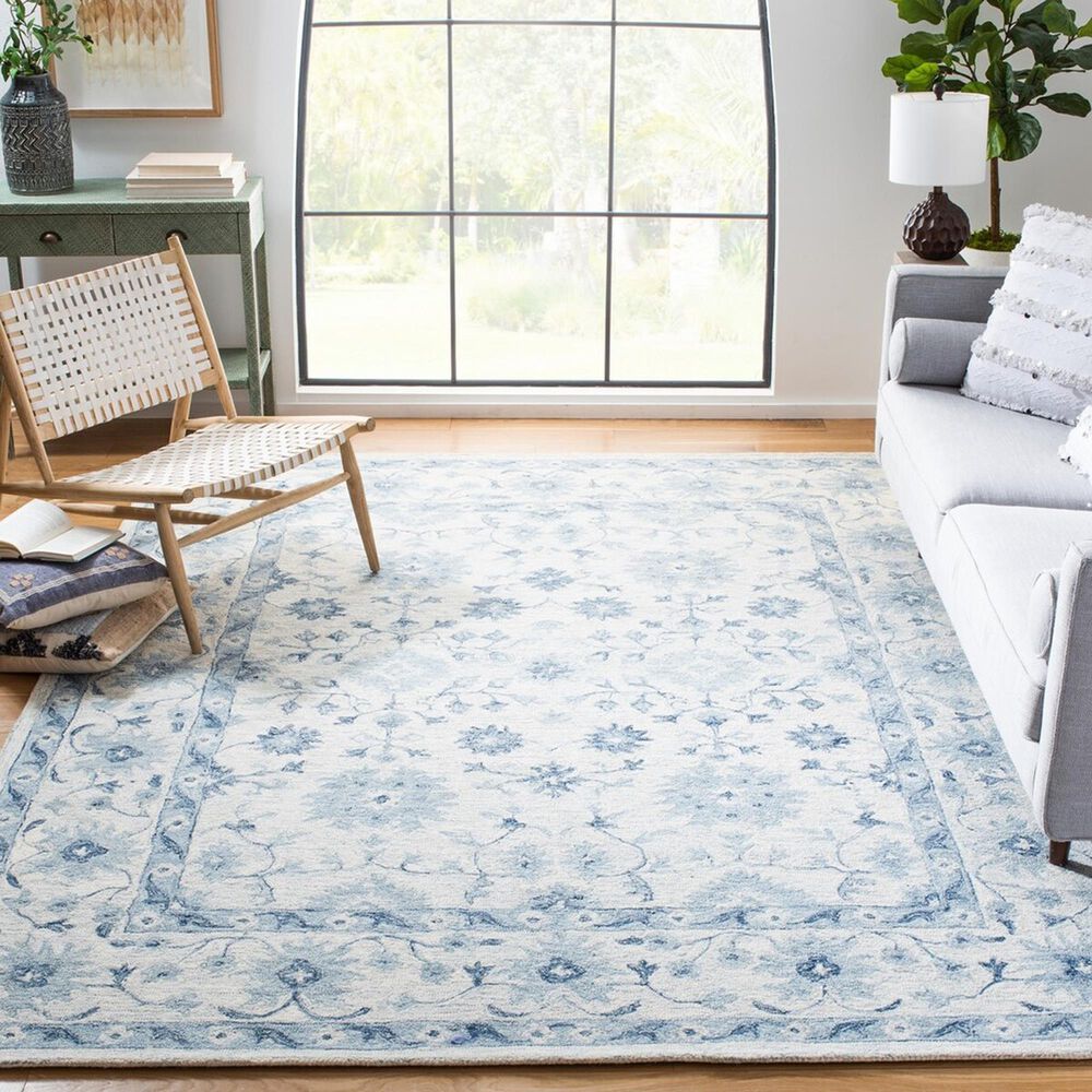 Safavieh Micro-Loop MLP276M 8' x 10' Blue and Ivory Area Rug, , large