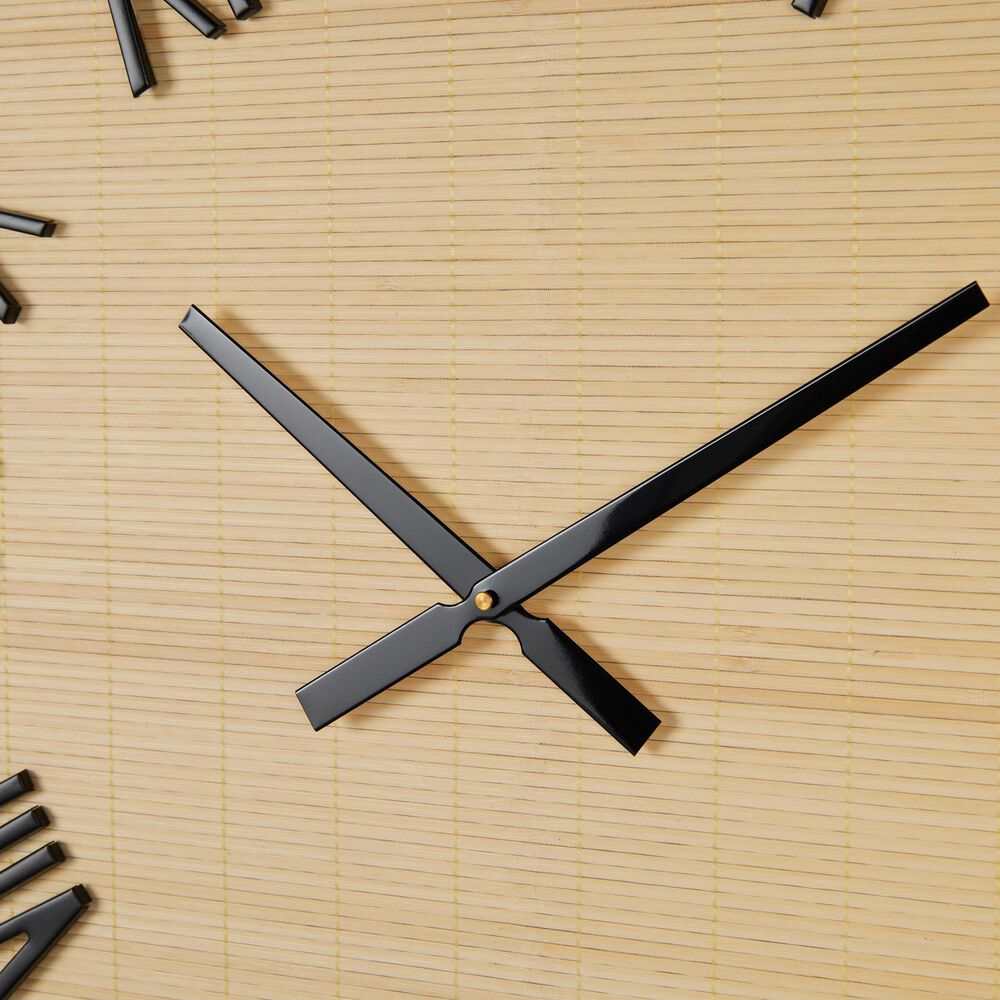Maple and Jade Decorative Wall Clock in Light Brown and Matte Black, , large