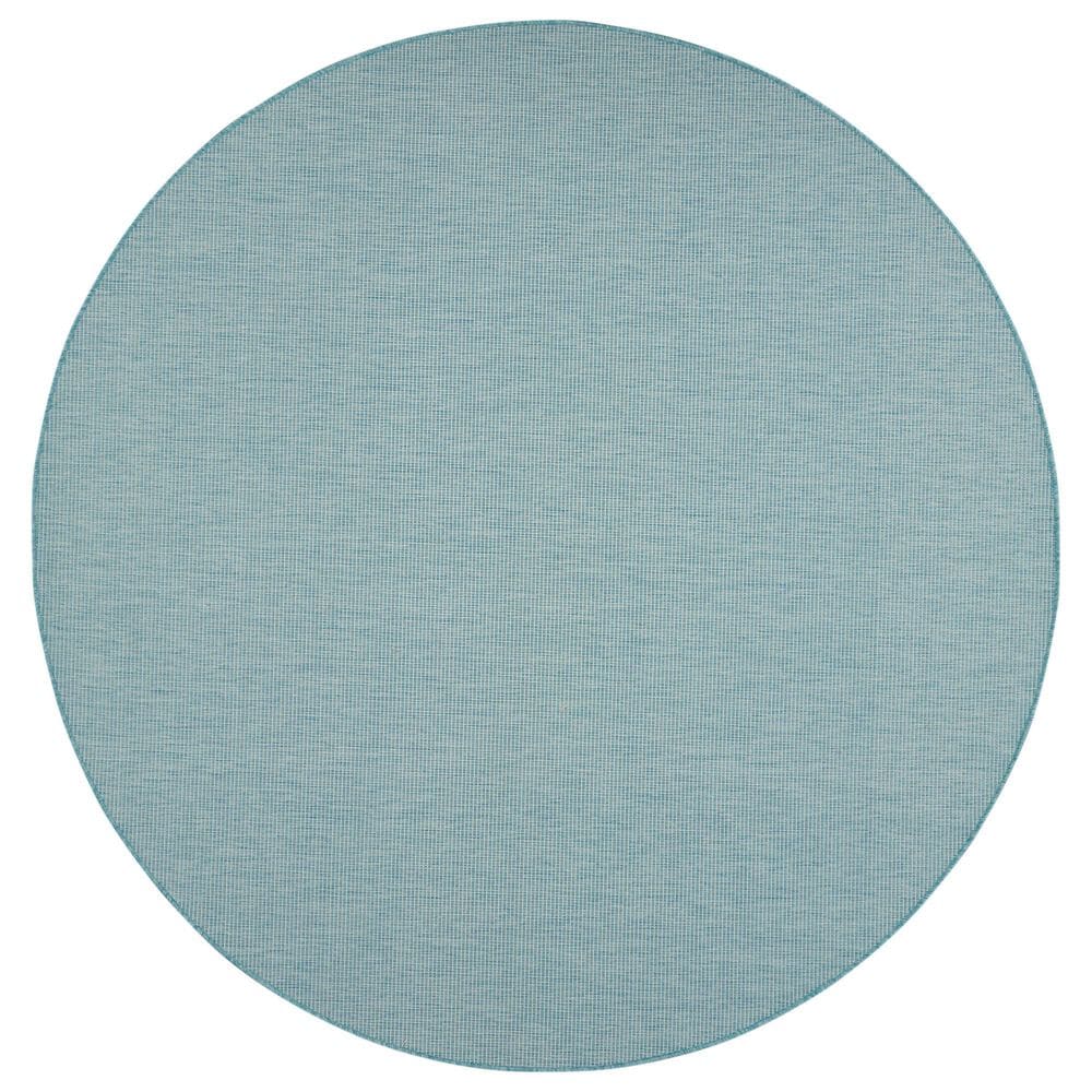 Nourison Positano 8" Round Aqua Indoor/Outdoor Area Rug, , large