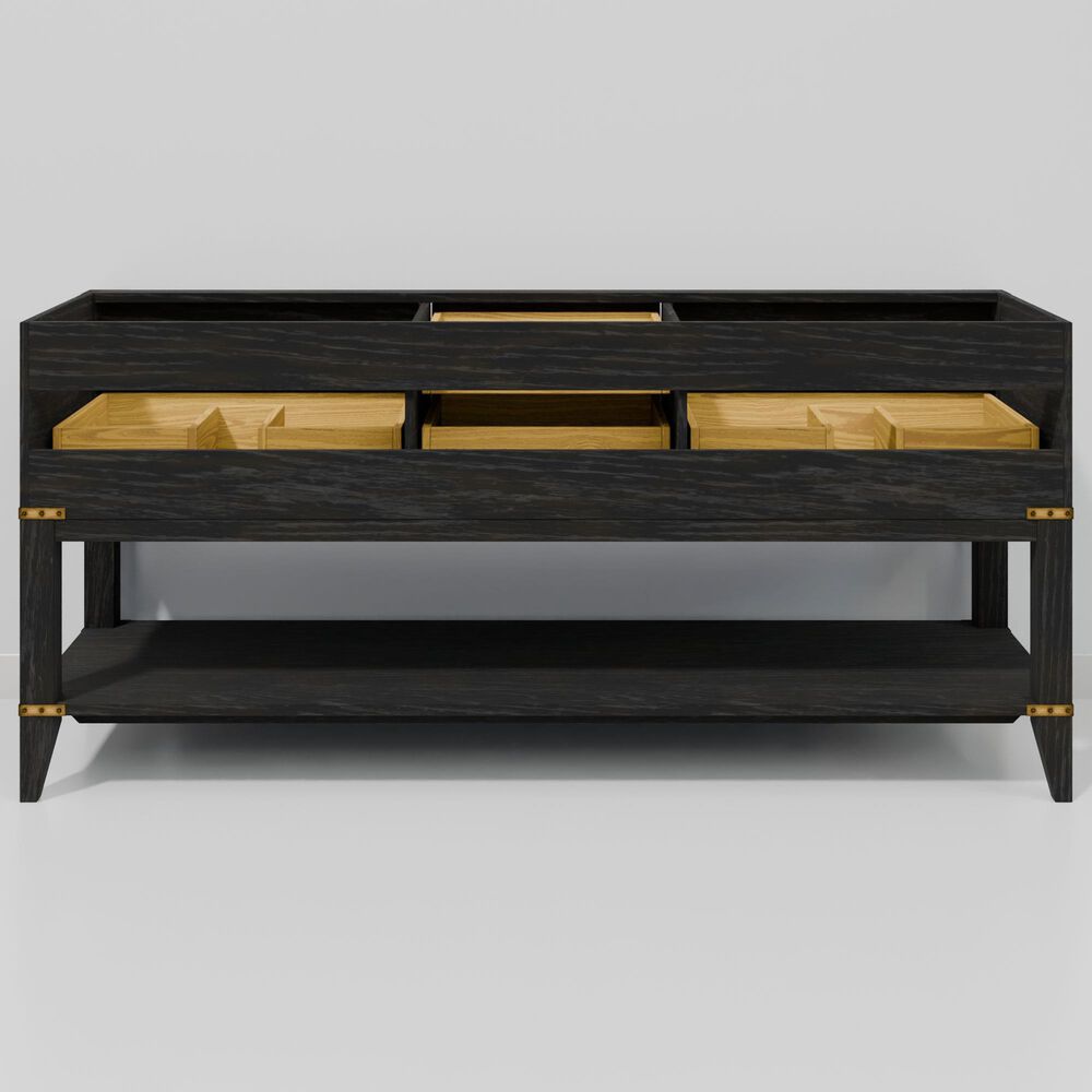 Lexora Home Norwalk 72" Double Bathroom Vanity in Black Oak with White Carrara Marble Top and Rectangular Sinks, , large