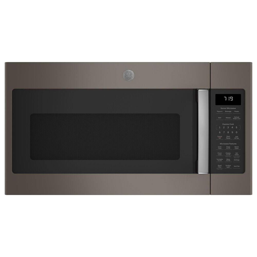 GE Appliances 2-Piece Kitchen Package with 5.3 Cu. Ft. Slide-In Front Control Gas Range and 1.9 Cu. Ft. Over-The-Range Microwave in Fingerprint Resistant Slate and Black, , large
