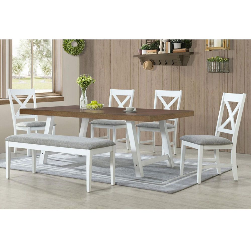 Mayberry Hill Summerville 6-Piece Rectangular Dining Set in Oak and Antique White, , large